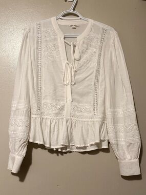 Ultra Pink White Lace Peasant Blouse